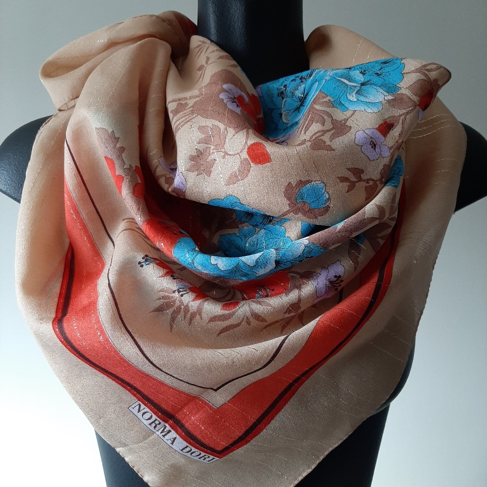 Vintage Norma Dori Floral Scarf Italian Brand